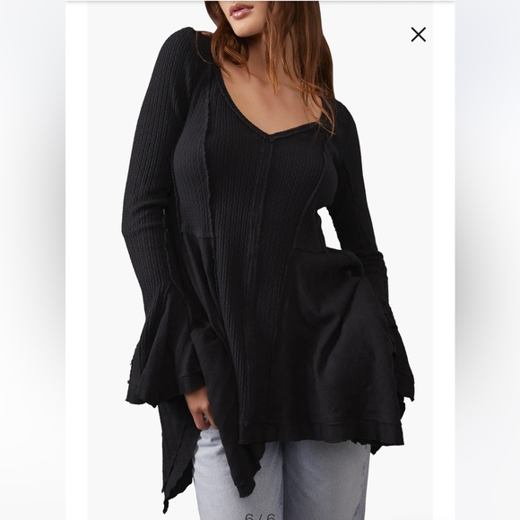 Free People Tops - Free People Primrose Thermal Tunic Top Black